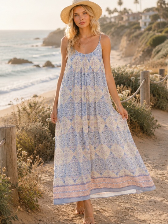 Boho Dresses & Skirts - Boho NWT Summer Spell Blue Paisley Maxi Dress size S-M-L